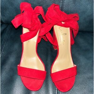 Red Lulus Sandals, excellent condition. Size-7.5